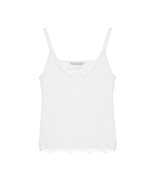 NICK&NICOLE(ニックアンドニコール)の「LACE RIBBED SLEEVELESS TOP_IVORY(Tシャツ/カットソー・レディース・その他・FREE)」の1枚目の写真