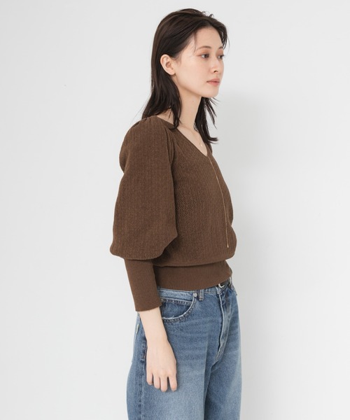 URBAN RESEARCH(アーバンリサーチ)の「袖ボリュームモールメッシュニット(ニット/セーター・レディース・オフホワイト/ブラック/ブラウン・FREE)」の22枚目の写真