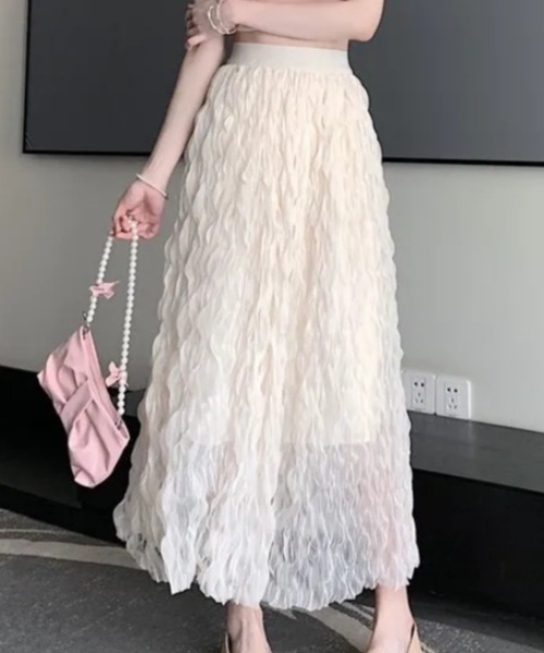 NoBelle(ノベル)の「ホイップチュール シアーフレアロングスカート(スカート・レディース・ブラック/ホワイト・LARGE/S/M/L)」の6枚目の写真
