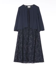 カバーアップ付きレースワンピース/パーティードレス/結婚式/パーティー/お呼ばれ