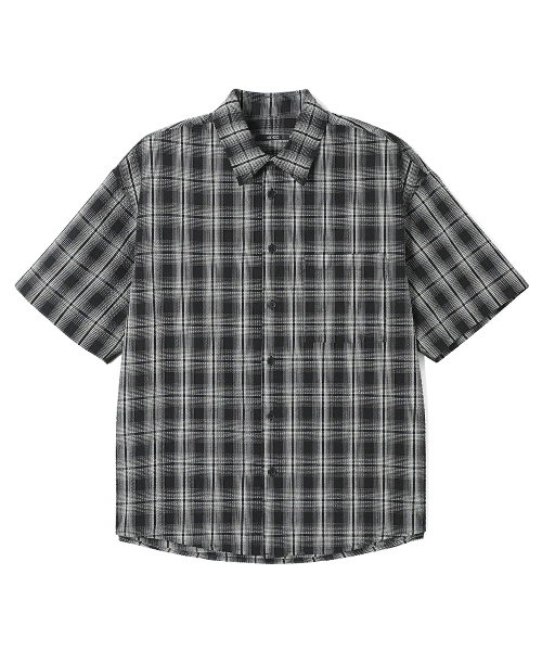 ADHOC(アドホック)の「男性チェック半袖ベーシックシャツ (ブラック) (HC6SSA1)(シャツ/ブラウス・メンズ・その他・100/95/105)」の1枚目の写真