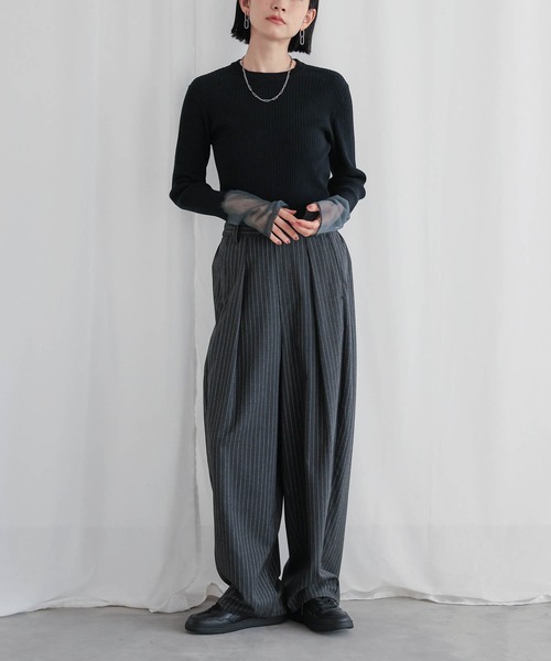 for/c(フォーシー)の「シアースリーブリブニット【サスティナブル】(ニット/セーター・レディース・ブラック/ネイビー/オフホワイト・L/M)」の13枚目の写真