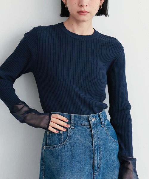 for/c(フォーシー)の「シアースリーブリブニット【サスティナブル】(ニット/セーター・レディース・ブラック/ネイビー/オフホワイト・L/M)」の16枚目の写真
