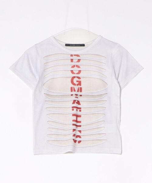 L.H.P(エルエイチピー)の「DOGMA EHKS/ドグマエークス/TROMPE-L'EIL SLASH C-Tee(Tシャツ/カットソー・レディース・ホワイト/ブラック・F)」の4枚目の写真