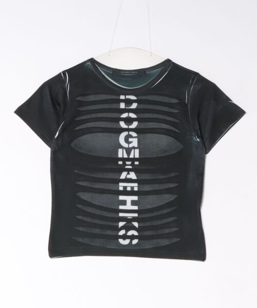 L.H.P(エルエイチピー)の「DOGMA EHKS/ドグマエークス/TROMPE-L'EIL SLASH C-Tee(Tシャツ/カットソー・レディース・ホワイト/ブラック・F)」の6枚目の写真