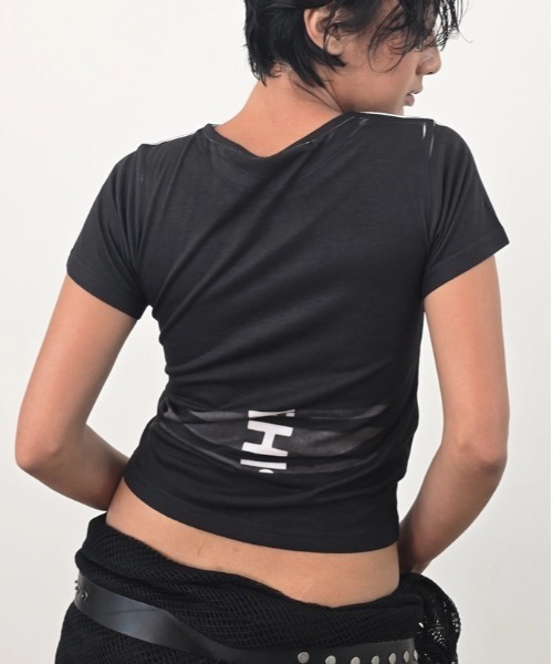 L.H.P(エルエイチピー)の「DOGMA EHKS/ドグマエークス/TROMPE-L'EIL SLASH C-Tee(Tシャツ/カットソー・レディース・ホワイト/ブラック・F)」の16枚目の写真