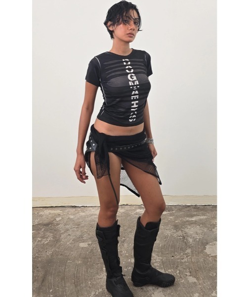 L.H.P(エルエイチピー)の「DOGMA EHKS/ドグマエークス/TROMPE-L'EIL SLASH C-Tee(Tシャツ/カットソー・レディース・ホワイト/ブラック・F)」の18枚目の写真