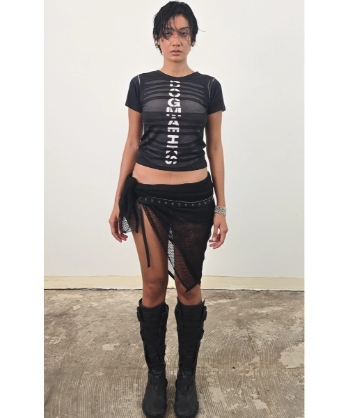 L.H.P(エルエイチピー)の「DOGMA EHKS/ドグマエークス/TROMPE-L'EIL SLASH C-Tee(Tシャツ/カットソー・レディース・ホワイト/ブラック・F)」の20枚目の写真