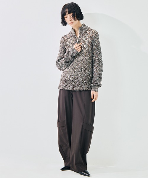 TAAKK(ターク)の「【TAAKK/ターク】MULTI-COLORED HALF-ZIP KNIT/マルチカラーハーフジップニット/ウォッシャブル(ニット/セーター・レディース・マルチ/ブラック・1)」の15枚目の写真