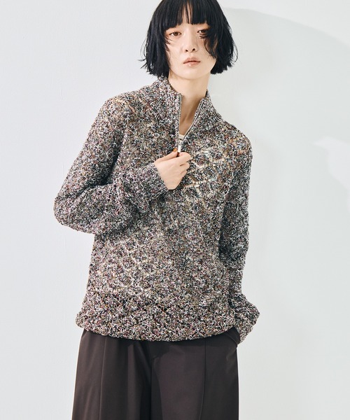 TAAKK(ターク)の「【TAAKK/ターク】MULTI-COLORED HALF-ZIP KNIT/マルチカラーハーフジップニット/ウォッシャブル(ニット/セーター・レディース・マルチ/ブラック・1)」の16枚目の写真