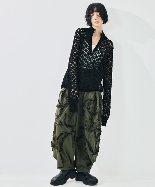 TAAKK(ターク)の「【TAAKK/ターク】MULTI-COLORED HALF-ZIP KNIT/マルチカラーハーフジップニット/ウォッシャブル(ニット/セーター・レディース・マルチ/ブラック・1)」の3枚目の写真
