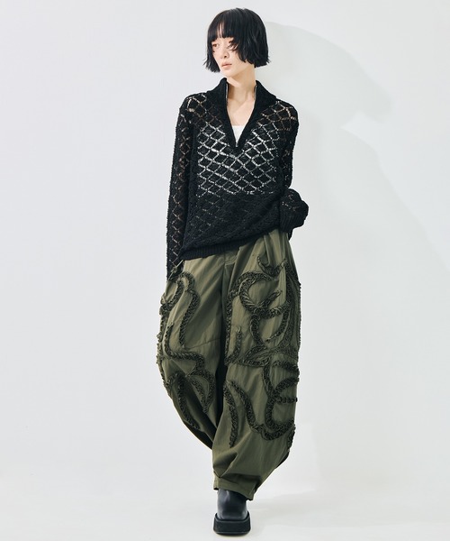 TAAKK(ターク)の「【TAAKK/ターク】MULTI-COLORED HALF-ZIP KNIT/マルチカラーハーフジップニット/ウォッシャブル(ニット/セーター・レディース・マルチ/ブラック・1)」の4枚目の写真