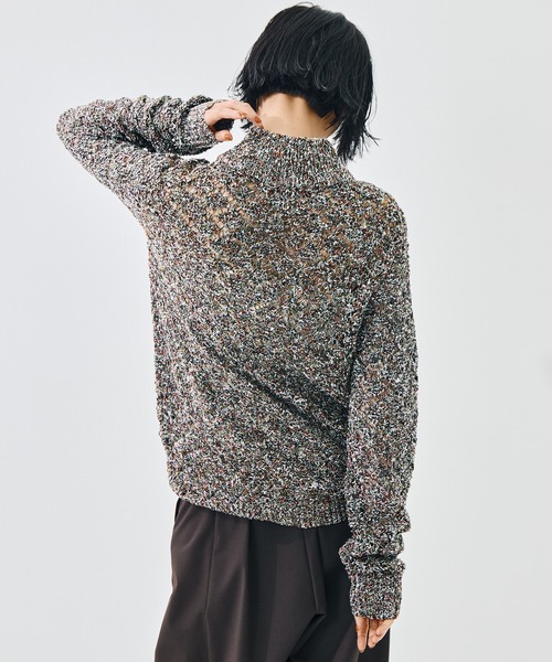 TAAKK(ターク)の「【TAAKK/ターク】MULTI-COLORED HALF-ZIP KNIT/マルチカラーハーフジップニット/ウォッシャブル(ニット/セーター・レディース・マルチ/ブラック・1)」の9枚目の写真