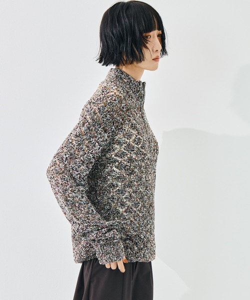 TAAKK(ターク)の「【TAAKK/ターク】MULTI-COLORED HALF-ZIP KNIT/マルチカラーハーフジップニット/ウォッシャブル(ニット/セーター・レディース・マルチ/ブラック・1)」の8枚目の写真