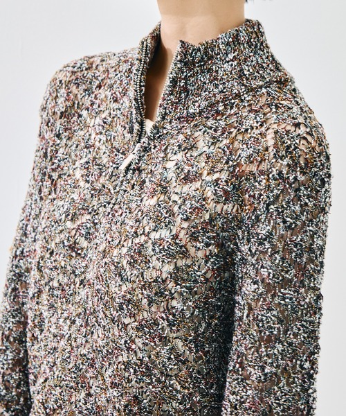 TAAKK(ターク)の「【TAAKK/ターク】MULTI-COLORED HALF-ZIP KNIT/マルチカラーハーフジップニット/ウォッシャブル(ニット/セーター・レディース・マルチ/ブラック・1)」の11枚目の写真