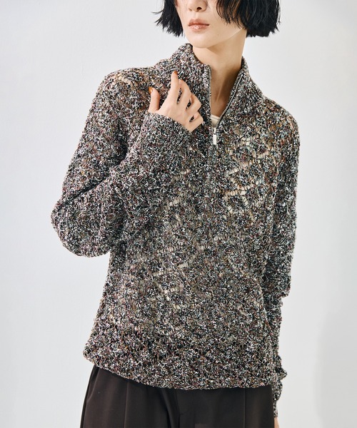 TAAKK(ターク)の「【TAAKK/ターク】MULTI-COLORED HALF-ZIP KNIT/マルチカラーハーフジップニット/ウォッシャブル(ニット/セーター・レディース・マルチ/ブラック・1)」の10枚目の写真