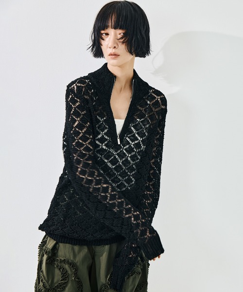 TAAKK(ターク)の「【TAAKK/ターク】MULTI-COLORED HALF-ZIP KNIT/マルチカラーハーフジップニット/ウォッシャブル(ニット/セーター・レディース・マルチ/ブラック・1)」の5枚目の写真
