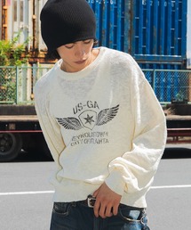 WEGO/【26年秋冬新作】ステンシルロゴグラフィックニットプルオーバー