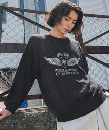 WEGO/【26年秋冬新作】ステンシルロゴグラフィックニットプルオーバー