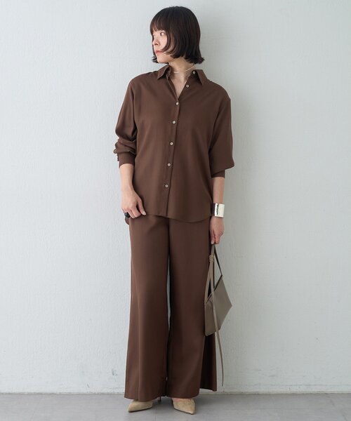Whim Gazette（ウィムガゼット）の「ツイルストレートパンツ/セットアップ可（その他パンツ・レディース・ブラウン/ベージュ・36/38）」の3枚目の写真