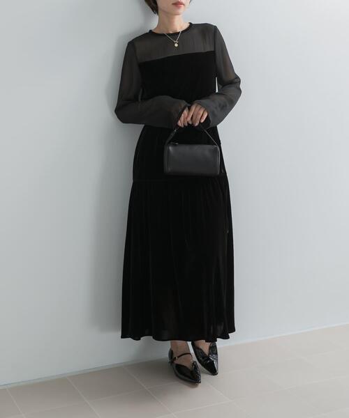URBAN RESEARCH ROSSO WOMEN（アーバンリサーチ　ロッソ）の「シアードッキングベロアワンピース（ワンピース・レディース・ブラウン/ブラック・FREE）」の6枚目の写真