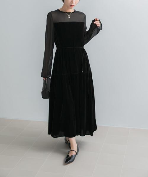 URBAN RESEARCH ROSSO WOMEN（アーバンリサーチ　ロッソ）の「シアードッキングベロアワンピース（ワンピース・レディース・ブラウン/ブラック・FREE）」の7枚目の写真