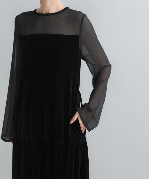 URBAN RESEARCH ROSSO WOMEN（アーバンリサーチ　ロッソ）の「シアードッキングベロアワンピース（ワンピース・レディース・ブラウン/ブラック・FREE）」の5枚目の写真