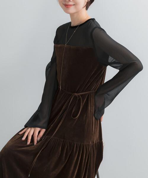 URBAN RESEARCH ROSSO WOMEN（アーバンリサーチ　ロッソ）の「シアードッキングベロアワンピース（ワンピース・レディース・ブラウン/ブラック・FREE）」の19枚目の写真