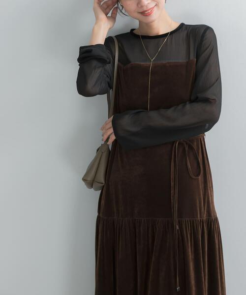 URBAN RESEARCH ROSSO WOMEN（アーバンリサーチ　ロッソ）の「シアードッキングベロアワンピース（ワンピース・レディース・ブラウン/ブラック・FREE）」の20枚目の写真