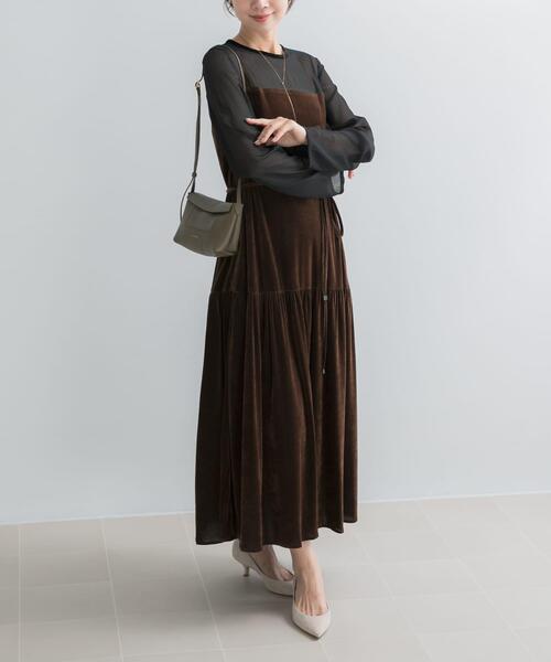 URBAN RESEARCH ROSSO WOMEN（アーバンリサーチ　ロッソ）の「シアードッキングベロアワンピース（ワンピース・レディース・ブラウン/ブラック・FREE）」の22枚目の写真