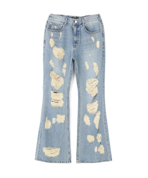 SIS(エスアイエス)の「SIS/エスアイエス/DAMAGE FLARE PANTS(デニムパンツ・レディース・ブラック/ブルー・M/L)」の2枚目の写真