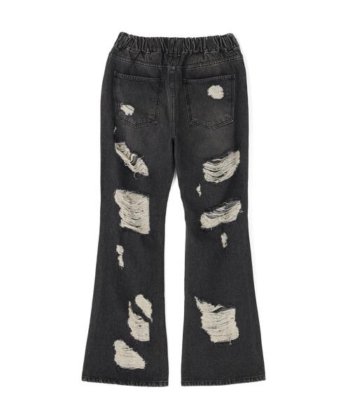 SIS(エスアイエス)の「SIS/エスアイエス/DAMAGE FLARE PANTS(デニムパンツ・レディース・ブラック/ブルー・M/L)」の3枚目の写真