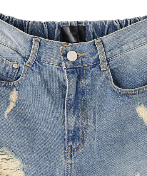 SIS(エスアイエス)の「SIS/エスアイエス/DAMAGE FLARE PANTS(デニムパンツ・レディース・ブラック/ブルー・M/L)」の6枚目の写真