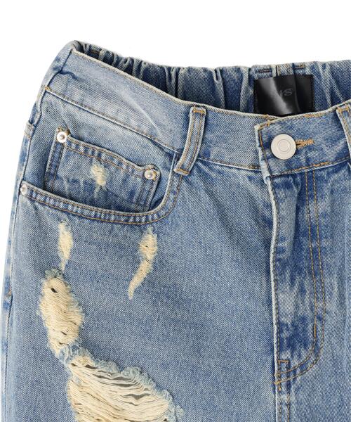 SIS(エスアイエス)の「SIS/エスアイエス/DAMAGE FLARE PANTS(デニムパンツ・レディース・ブラック/ブルー・M/L)」の7枚目の写真