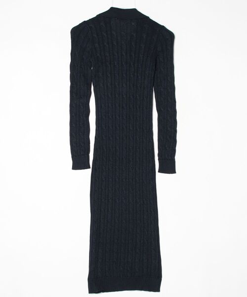 LAUREN RALPH LAUREN(ローレン ラルフ ローレン)の「ケーブルニット コットンブレンド セーター ドレス(ワンピース・レディース・ネイビー系1・S/M/L/XS/XXS)」の2枚目の写真