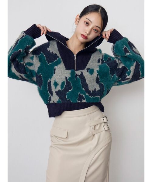 MURUA(ムルーア)の「ニュアンスハーフジップニット 冬服(ニット/セーター・レディース・アイボリー/ブラック/ネイビー・FREE)」の5枚目の写真