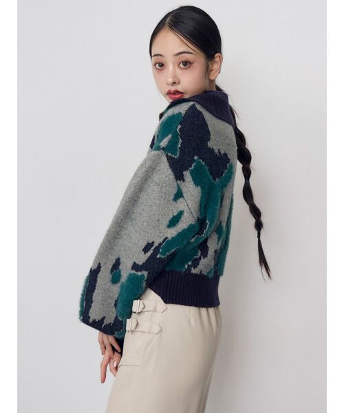 MURUA(ムルーア)の「ニュアンスハーフジップニット 冬服(ニット/セーター・レディース・アイボリー/ブラック/ネイビー・FREE)」の7枚目の写真