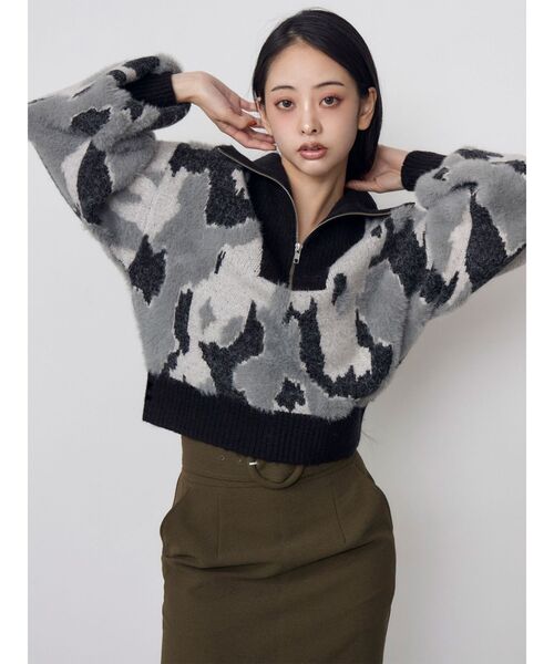 MURUA(ムルーア)の「ニュアンスハーフジップニット 冬服(ニット/セーター・レディース・アイボリー/ブラック/ネイビー・FREE)」の14枚目の写真