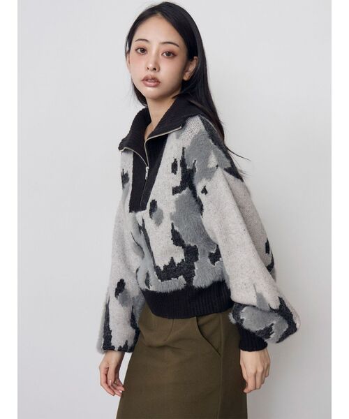 MURUA(ムルーア)の「ニュアンスハーフジップニット 冬服(ニット/セーター・レディース・アイボリー/ブラック/ネイビー・FREE)」の15枚目の写真