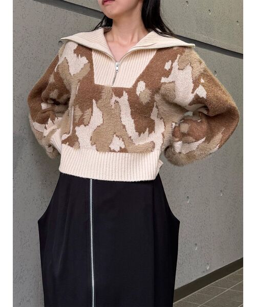 MURUA(ムルーア)の「ニュアンスハーフジップニット 冬服(ニット/セーター・レディース・アイボリー/ブラック/ネイビー・FREE)」の21枚目の写真
