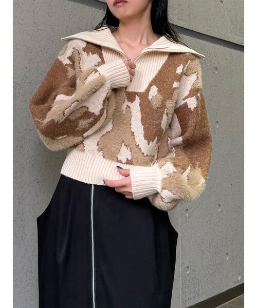 MURUA(ムルーア)の「ニュアンスハーフジップニット 冬服(ニット/セーター・レディース・アイボリー/ブラック/ネイビー・FREE)」の22枚目の写真