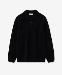 カシミヤ混エッセンシャルポロニットトップ(ブラック)TNSW6F110BK