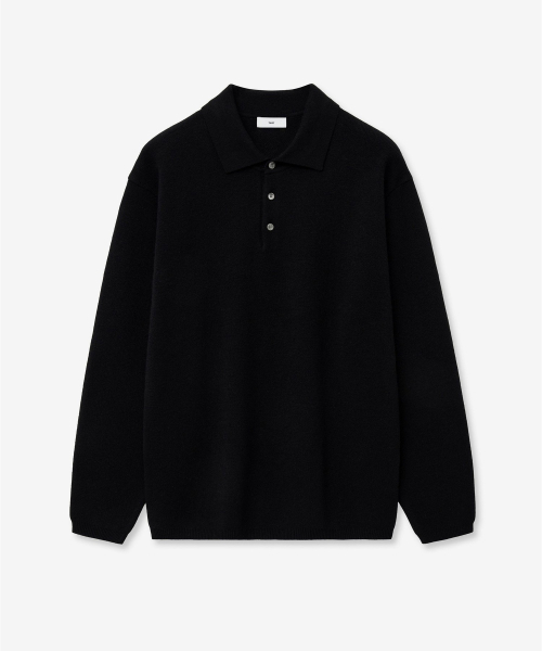 TNGT(ティーエヌジーティー)の「Cashmere Blended Essential Polo Knit Top (Black) TNSW6F110BK(ニット/セーター・レディース・その他・100/105/110/95)」の1枚目の写真