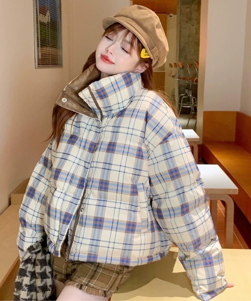 SHEENA(シーナ)の「チェック中綿ショートブルゾン(ブルゾン・レディース・アイボリー・M)」の10枚目の写真