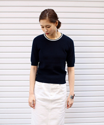 AZUL by moussy | ラインクルーネック5分袖PO(ニット/セーター)