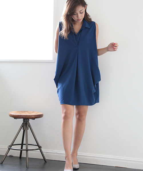 Denime（ドゥニーム）の「CHIFFON ONEPIECE/シフォンワンピース（ワンピース・レディース・オフホワイト/ネイビー・FREE）」の8枚目の写真