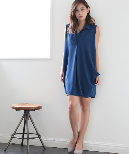 Denime（ドゥニーム）の「CHIFFON ONEPIECE/シフォンワンピース（ワンピース・レディース・オフホワイト/ネイビー・FREE）」の6枚目の写真