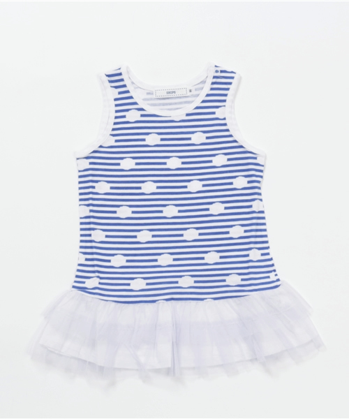 SHIPS KIDS（シップスキッズ）の「SHIPS KIDS:ドット チュール ティアード ワンピース(80～90cm)（ワンピース・キッズ・ブルー/レッド・80/90）」の2枚目の写真