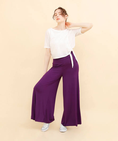 aimoha(アイモハ)の「ハイウエストワイドフレアパンツ(その他パンツ・レディース・ブラウン/グリーン/ワインレッド/ネイビー/オレンジ/グレー/ダークグリーン/パープル/ブラック/スカイブルー・SMALL/MEDIUM/LARGE)」の12枚目の写真