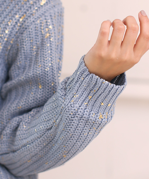 Bou Jeloud（ブージュルード）の「【WEB限定プライス】箔プリントルーズニットプルオーバー（ニット/セーター・レディース・ブルー/オフホワイト/イエロー・FREE）」の20枚目の写真